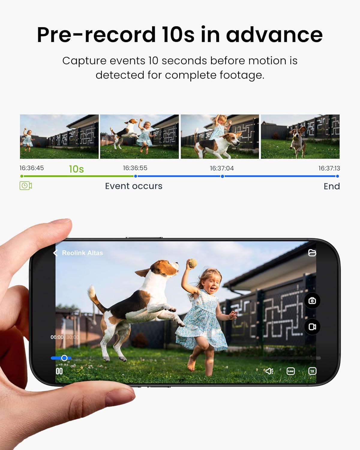imageREOLINK Altas 2K Solar Camera Outdoor Wireless PreRecord Cameras for Home Security 540 Days Battery Life F10 ColorX Night Vision WiFi 6 AI Detection Home Hub Compatible No SubscriptionWhite Solar Panel