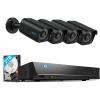 imageREOLINK 4K Security Camera System  H265 4pcs PoE Security Cameras Wired with Person Vehicle Detection 8MP4K 8CH NVR with 2TB HDD for 247 Recording RLK8800B4Black