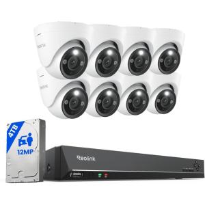 imageREOLINK 12MP PoE Security Camera System 8pcs H265 12MP Security Cameras Person Vehicle Pet Detection TwoWay Talk Spotlights Color Night Vision 16CH NVR with 4TB HDD RLK161200D8A