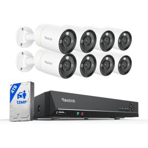 imageREOLINK 12MP Security Camera System Commercial 8pcs H265 12MP PoE Security Cameras Outdoor Person Vehicle Pet Detection Spotlight Color Night Vision 16CH NVR 4TB HDD RLK161200B8A