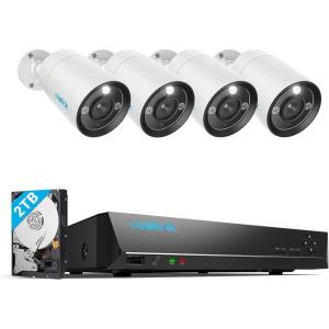 imageREOLINK 12MP Wired Security Camera System 4pcs H265 12 Megapixel UHD PoE Surveillance Cameras Person Vehicle Pet Detection Spotlight Color Night Vision 8CH NVR with 2TB HDD RLK81200B4A