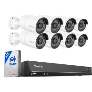 imageREOLINK 16CH 5MP Home Security Camera System 8pcs Wired Outdoor PoE IP Cameras with PersonVehiclePet Detection 8MP 16CH NVR with 4TB HDD for 247 Recording RLK16410B85MP