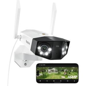 imageREOLINK 16MP WiFi Security Camera Outdoor 180 UltraWide Angle Duo 3 WiFi 245GHz WiFi 6 Smart Detection Color Night Vision TwoWay Talk IP67 Up to 512GB Storage Plugin Power 12V2A