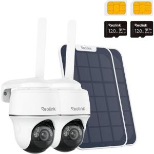 imageREOLINK 2K 5MP 4G LTE Cellular Security Camera Outdoor 128GB SD Card  2Pack 360 PanTilt Sim Card Included Wireless Solar Powered Color Night Vision Smart AI Detection Go PT PlusSolar Panel