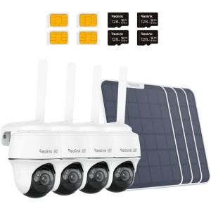 imageREOLINK 2K 5MP 4G LTE Cellular Security Camera Outdoor 128GB SD Card  4Pack 360 PanTilt Sim Card Included Wireless Solar Powered Color Night Vision Smart AI Detection Go PT PlusSolar Panel