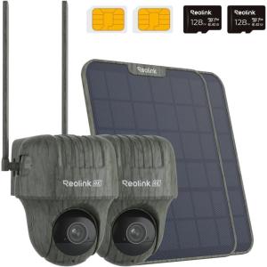 imageREOLINK 4K 4G LTE 360 Cellular Trail Camera Outdoor 128GB SD Card 2Pack 8MP HD View NoGlow IR 32GB SDSIM Card Included Animal Recognition Smart Motion Activated Go Ranger PTSolar Panel 2