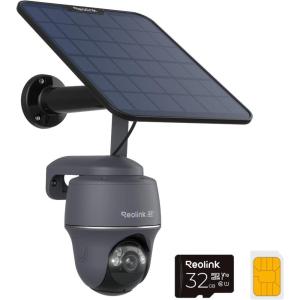 imageREOLINK 4K 4G LTE Cellular Security Camera 8MP No WiFi Solar Powered Pan Tilt 360 with Smart Detection Color Night Vision Local Storage SIM32GB SD Card Included Go PT UltraGreySolar Panel 2