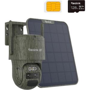 imageREOLINK 4K 4G LTE Dual Lens Cellular Security Camera 128GB SD Card Auto Tracking No WiFi Solar Powered 6X Hybrid Zoom 8MP Color Night Vision SIM Card Included TrackMix LTE Solar Kit