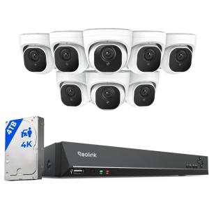 imageREOLINK 4K PoE Security Camera System Wired 8pcs 8MP PoE Cameras Smart PersonVehicle Detection 16CH NVR with 4TB HDD H265 247 Recording High Bitrate ampamp Clear Stream RLK16800D8