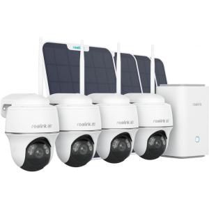 imageREOLINK 4K Solar Security Camera Outdoor Encrypted Local Storage Camera System 360 Pan Tilt Smart Detection No Monthly Fee Home Hub with 4X PT Ultra  Solar PanelWhite 4Cam Kit