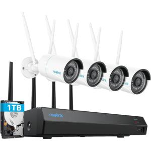 imageREOLINK 5MP Security Camera System 524GHz DualBand WiFi 16CH NVR with 1TB HDD Expandable to 16TB Full Metal Material Plugin Cameras Smart Detection 247 Recording RLK12500WB4