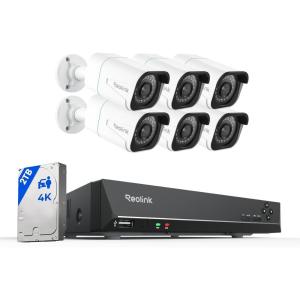 imageREOLINK 8CH 4K Security Camera System 6pcs H265 Bullet Wired PoE Cameras for Home Security Outdoors Smart Person Vehicle Detection 8CH NVR Recorder with 2TB HDD for 247 Recording RLK8800B6