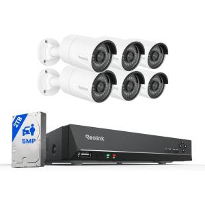 imageREOLINK 8CH 5MP Home Security Camera System 6pcs Wired Outdoor PoE IP Cameras with PersonVehiclePet Detection 4K8MP 8CH NVR with 2TB HDD for 247 Recording RLK8410B65MP