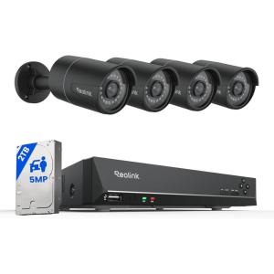 imageREOLINK 8CH 5MP Security Camera System 4pcs Wired PoE Cameras for Home Security Outdoors Smart PersonPetVehicle Detection 4K 8CH NVR with 2TB HDD for 247 Recording RLK8410B45MP WhiteBlack