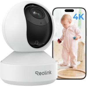 imageREOLINK Smart 4K UHD Pan ampamp Tilt DualBand WiFi 6 Indoor Security Camera with 3X Optical Zoom AutoTracking PeoplePet Detection Crying Sound Detection Privacy Mode and Bluetooth Setup E1 ZoomWhite 8MP