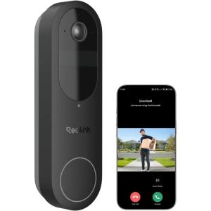 imageREOLINK Wireless 2K Battery Video Doorbell Camera 150x150 HeadtoToe View 245 GHz WiFi Battery or Wired Power Options TwoWay Talk PersonVehiclePackage DetectionChime not IncludedBlack