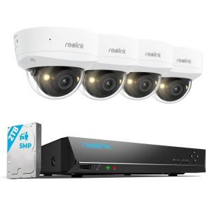 imageReolink 5MP 8CH Home Security Camera System 4pcs 5MP IK10 Vandalproof PoE Cams Wired Outdoor 130 Ultra Wide Angle Color Night Vision Smart AI Detection 2Way Talk 8CH NVR 2TB HDD RLK8500V4