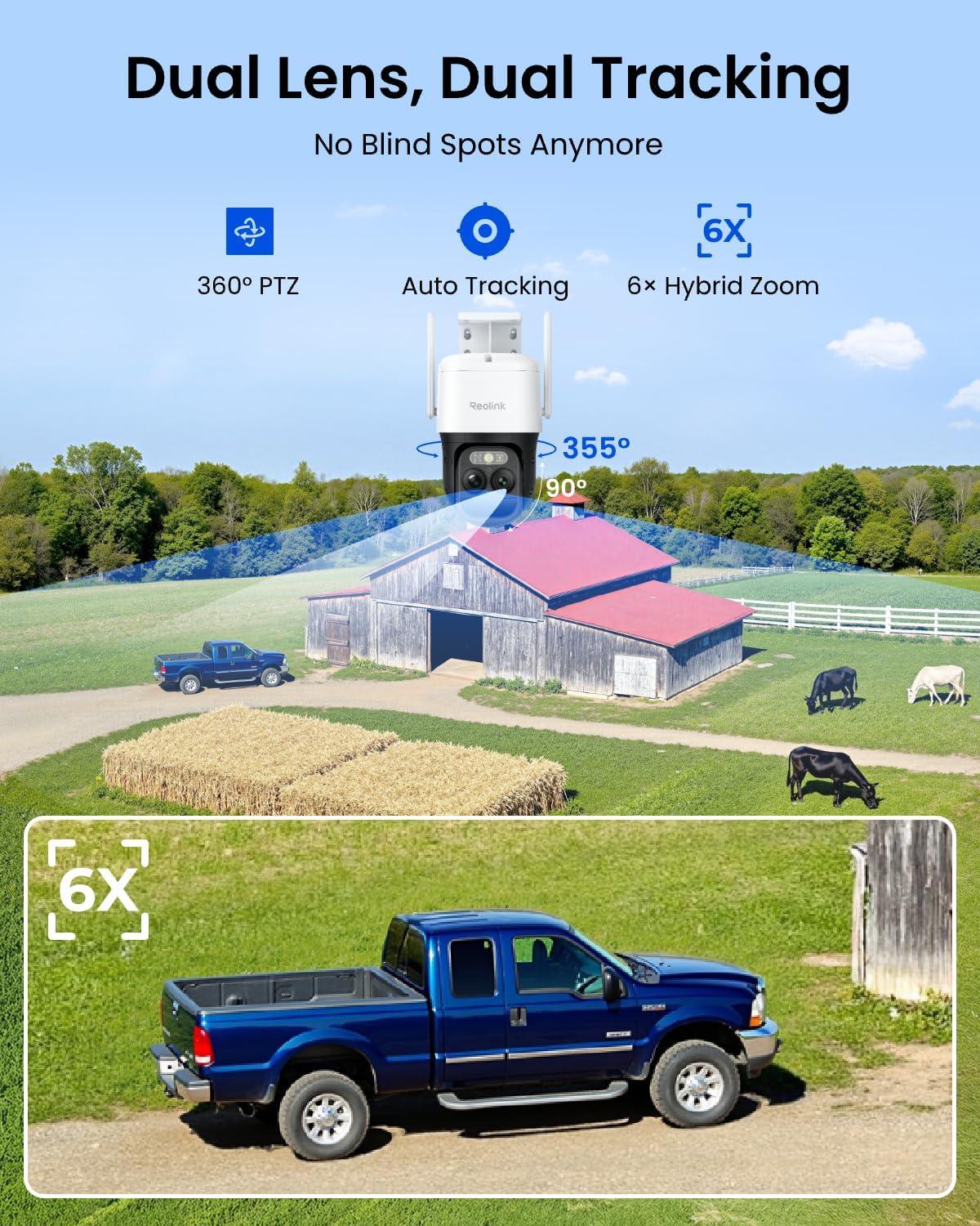 imageREOLINK Smart Cellular BatterySolar Security Camera Outdoor 2K HD AOV Camera ampamp 247 Recording Long Battery Life ColorX Smart Detection 512GB Local Storage TrackMix LTE Plus 2Solar Panel Plus