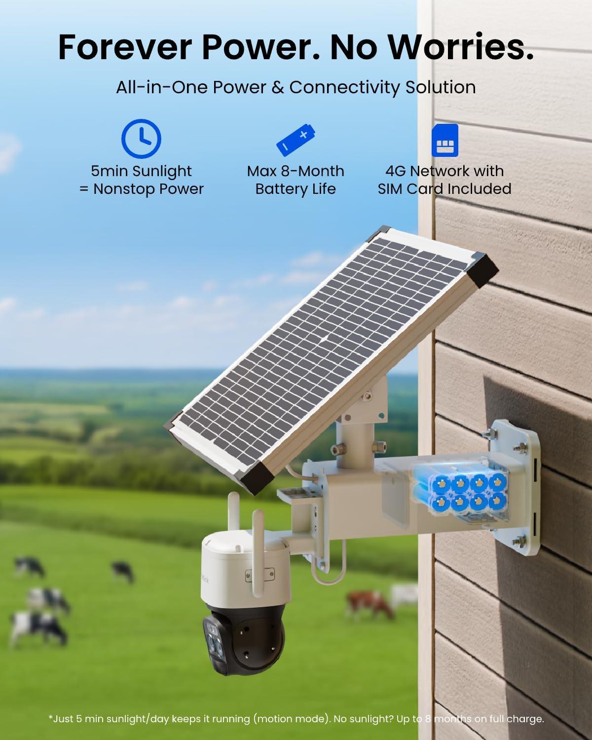 imageREOLINK Smart Cellular BatterySolar Security Camera Outdoor 2K HD AOV Camera ampamp 247 Recording Long Battery Life ColorX Smart Detection 512GB Local Storage TrackMix LTE Plus 2Solar Panel Plus