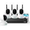 imageREOLINK Wireless Security Camera System 4pcs E1 2K Indoor WiFi Camera for Home SecurityBaby MonitorPets Smart Detection Pan Tilt Bundle 1x 4K 12CH WiFi NVR RLN12W with Builtin 2TB HDD