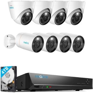 imageREOLINK 12MP PoE IP Camera Outdoor Bullet ampamp Dome Surveillance Cameras for Home Security HumanVehiclePet Detection 700lm Color Night Vision 4XRLC1212A Bundle 4XRLC1224A 1x16Ch Reolink NVR 4TB HDD