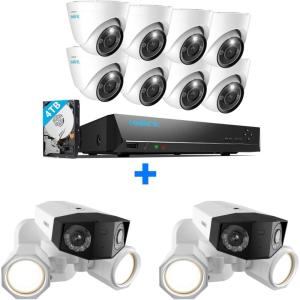 imageREOLINK 12MP Security Camera System 8pcs Outdoor IP Security Camera Color Night 2Way Talk 16CH NVR 4TB HDD RLK161200D8A Bundle with 2pcs Duo Floodlight PoE 4K UltraWide Angle Camera