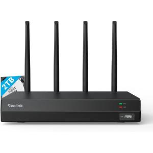 imageREOLINK 4K 16CH WiFi NVR with WiFi 6 and 245 GHz DualBand WiFi Builtin 2TB HDD Support 16MP12MP8MP5MP4MP Reolink Cameras 247 Recording Home Security Camera System Not PoE Ports RLN12WBlack