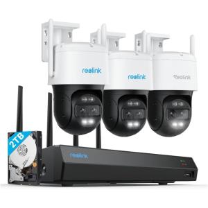 imageREOLINK 4K PTZ Camera System 3pcs DualLens PTZ WiFi Camera with 6X Hybrid Zoom 1pc 12CH WiFi NVR with 2TB HDD PreInstalled