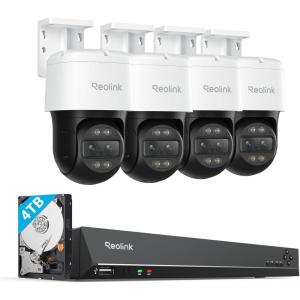 imageREOLINK 4K PTZ Security Cameras System IP PoE Outdoor Cameras Auto Tracking HumanVehiclePet Detection 4X Trackmix PoE with 6X Hybrid Zoom Bundle 1x RLN16410 NVR with Builtin 4TB HDD