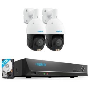 imageREOLINK 4K PTZ Surveillance System 2Pcs 4K PoE Security Cameras with 3D 5X Optical Zoom RLC823S1 Bundle with 8CH NVR RLN8410 Secure 247 Local Storage Auto Tracks HumanVehiclePet