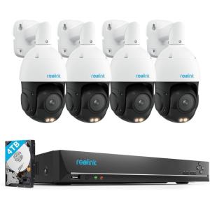 imageREOLINK 4K PTZ Surveillance System 4Pcs 4K PoE Security Cameras with 3D 5X Optical Zoom RLC823S1 Bundle with 16CH NVR RLN16410 Secure 247 Local Storage Auto Tracks HumanVehiclePet
