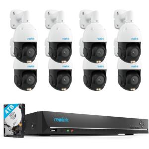 imageREOLINK 4K PTZ Surveillance System 8Pcs 4K PoE Security Cameras with 3D 5X Optical Zoom RLC823S1 Bundle with 16CH NVR RLN16410 Secure 247 Local Storage Auto Tracks HumanVehiclePet