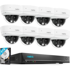 imageREOLINK 4K PoE Outdoor Security Cameras 5X Optical Zoom Color Night Vision IK10 VandalProof Smart Detection 8X RLC843A Bundle with 1x REOLINK16 Channel with 4TB Hard Drive PoE NVR RLN16410