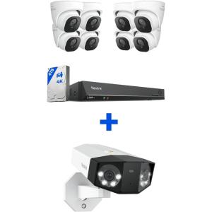 imageREOLINK 4K PoE Security Camera System 8pcs PersonVehicle Detection IP Cameras 16CH NVR with 4TB HDD Bundle with 1pcs 16MP DualLens Duo 3 PoE