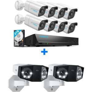 imageREOLINK 4K PoE Security Camera System 8pcs PersonVehicle Detection IP Cameras 16CH NVR with 4TB HDD Bundle with 2X Outdoor DualLens IP Camera Duo 2 PoE