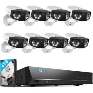 imageREOLINK 4K PoE Security Camera System IP Outdoor Cameras 8X Duo 2 PoE with 1x RLN16410 Builtin 4TB HDD Video Recorder