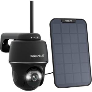 imageREOLINK 4K Solar Security Cameras Wireless Outdoor 360 Pan Tilt 8MP Color Night Vision 245 GHz WiFi 6 No Monthly Fee Home Hub Compatible Argus PT 4K 3W Solar Panel Black4K 8MP