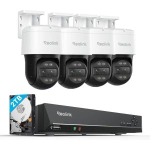 imageREOLINK 4X Trackmix PoE Bundle 1x RLN8410 NVR with Builtin 2TB HDD 4K PTZ Security Cameras System IP PoE Outdoor Cameras with 6X Hybrid Zoom Auto Tracking HumanVehiclePet Detection