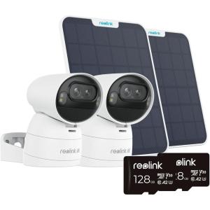 imageREOLINK Argus TrackSP with 128GB SD Card 2 Pack 4K 8MP Solar Security Camera Wireless Outdoor Camera 6W Adjustable Solar Panel Color Night Vision AI Detection Auto Zoom Tracking