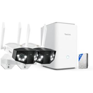 imageREOLINK Home Hub Pro with 2X Duo 3 WiFi Bundle 16MP Outdoor Security Camera with DualLens Centralized Control 2TB HDD Included No Monthly Fees