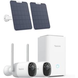 imageREOLINK Home Hub with 2X Altas  6W Solar Panel  2K Solar Camera Outdoor Wireless MotionTriggered PreRecord Cameras for Home Security 540 Days Battery Life F10 ColorX Night Vision WiFi 6