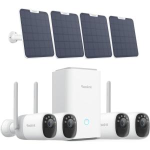 imageREOLINK Home Hub with 4X Altas  6W Solar Panel  2K Solar Camera Outdoor Wireless MotionTriggered PreRecord Cameras for Home Security 540 Days Battery Life F10 ColorX Night Vision WiFi 6