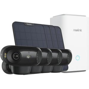 imageREOLINK Home Hub with 4X Argus 4 Pro Black6W Solar Panel  4K Home Security Cameras System ColorX Night Vision 180 BlindspotFree View DualBand WiFi 6 Encrypted Local Storage