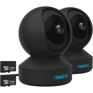 imageREOLINK Indoor WiFi Camera 2 Pack Bundle with 2 pcs 128GB SD Card 5MP3k 245 GHz WiFi Two Way Talk Motion Tracking Real Time Alerts E1 Pro Black