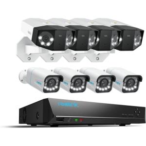 imageREOLINK PoE Security Camera System 4X 16MP Outdoor Cameras Duo 3 PoE with DualLens 180 Diagonal Bundle 4X RLC811A with 5X Optical Zoom ampamp 1x RLN16410 4TB HDD
