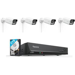 imageREOLINK PoE Security Camera System 4X 8MP Outdoor Cameras RLC811A with 5X Optical Zoom Bundle 1x RLN8410 2TB HDD