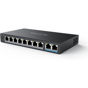 imageREOLINK PoE Switch with 8 PoE and 2 Gigabit Uplink Ports Ideal for REOLINK RLN36 NVR and Power Over Ethernet IP Cameras IEEE8023afat Metal Casing DesktopWall Mount RLAPS1