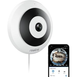 imageREOLINK WiFi Security Fisheye Camera 2K 6MP 360 Panorama 245GHz WiFi Indoor Wireless Security Camera Person Motion Detection CeilingWallDesk Mount Supports up to 512GB microSD FEW White