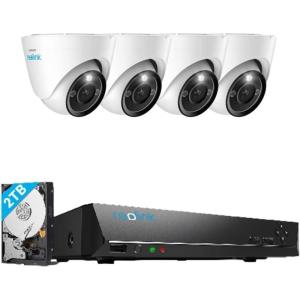 imageReolink 4K PoE NVR 8 Channel PreInstalled 2TB HDD Video Recorder RLN8410 Bundle with 4X RLC833A PoE Security Cameras With Motion Spotlights 3X Optical Zoom Two Way Talk HumanVehicle Detection