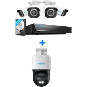 imageReolink 8MP IP Security Camera System Bundle 4PCS 8MP PoE Cameras 8CH NVR PreInstalled with 2TB HDD RLK8800B4 Bundle with Trackmix PoE Camera
